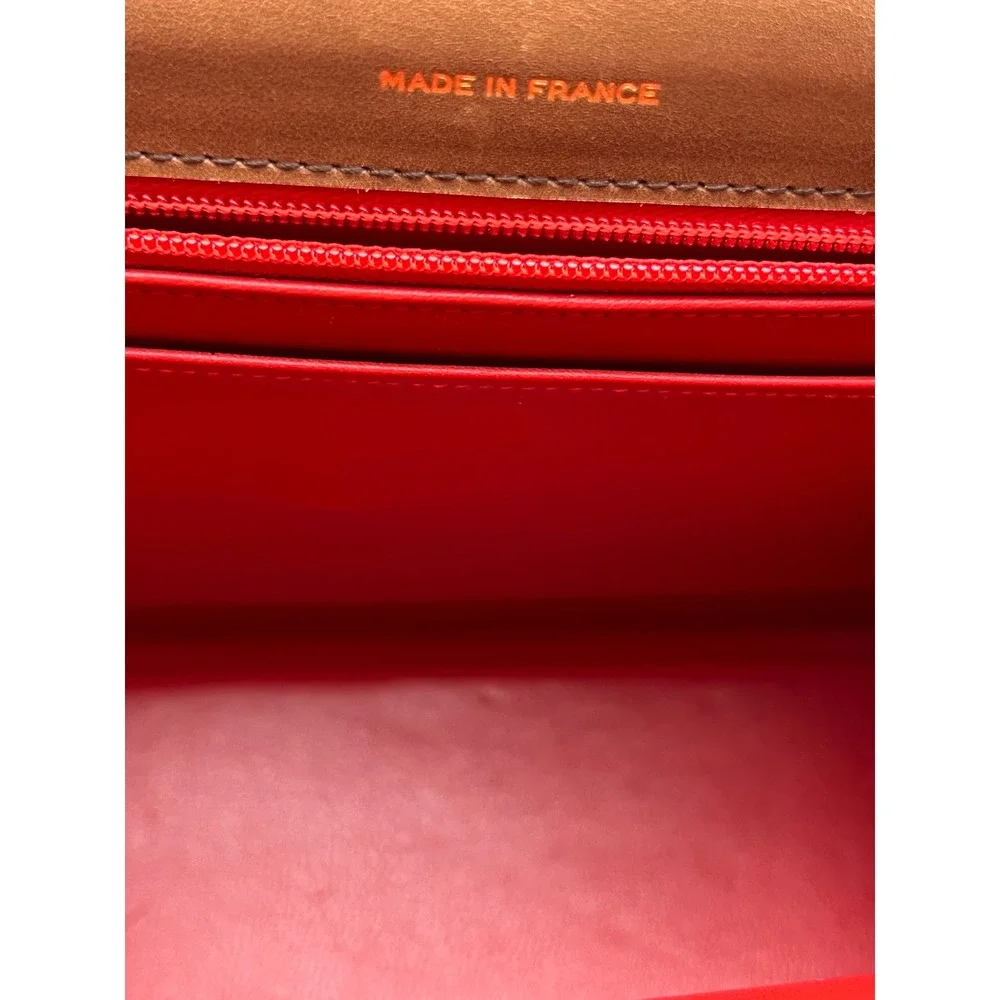 Celine Vintage Tan Leather Top Handle Bag Gold Hardware Made in France Brown